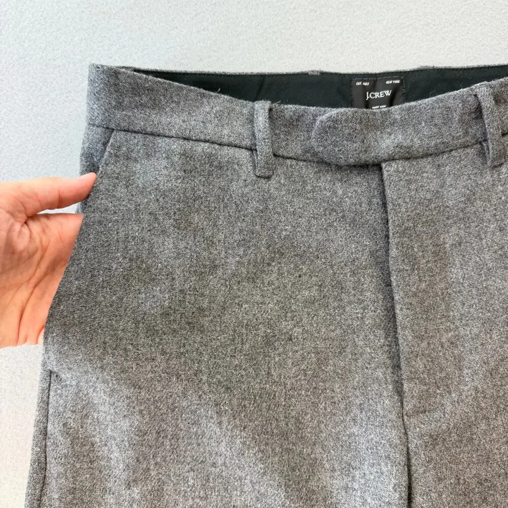 J. Crew Men's 30x30 Gray Classic Creased Trouser Wool Blend Professional Pants